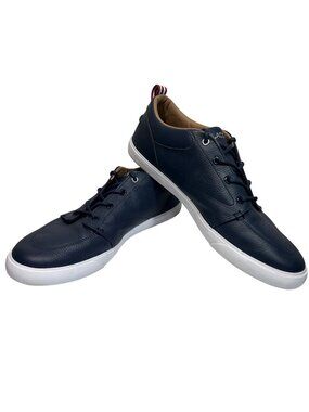 Lacoste Men's Bayliss Navy Blue and White Leather Sneakers - Casual Shoes Sz 9.5